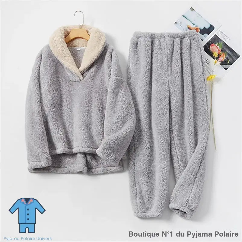 Pyjama Chaud Polaire Gris Femme