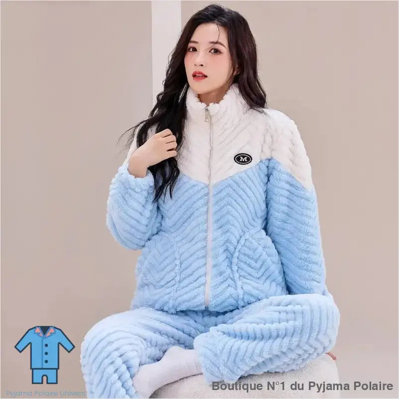 Pyjama Femme Polaire Fin Bleu